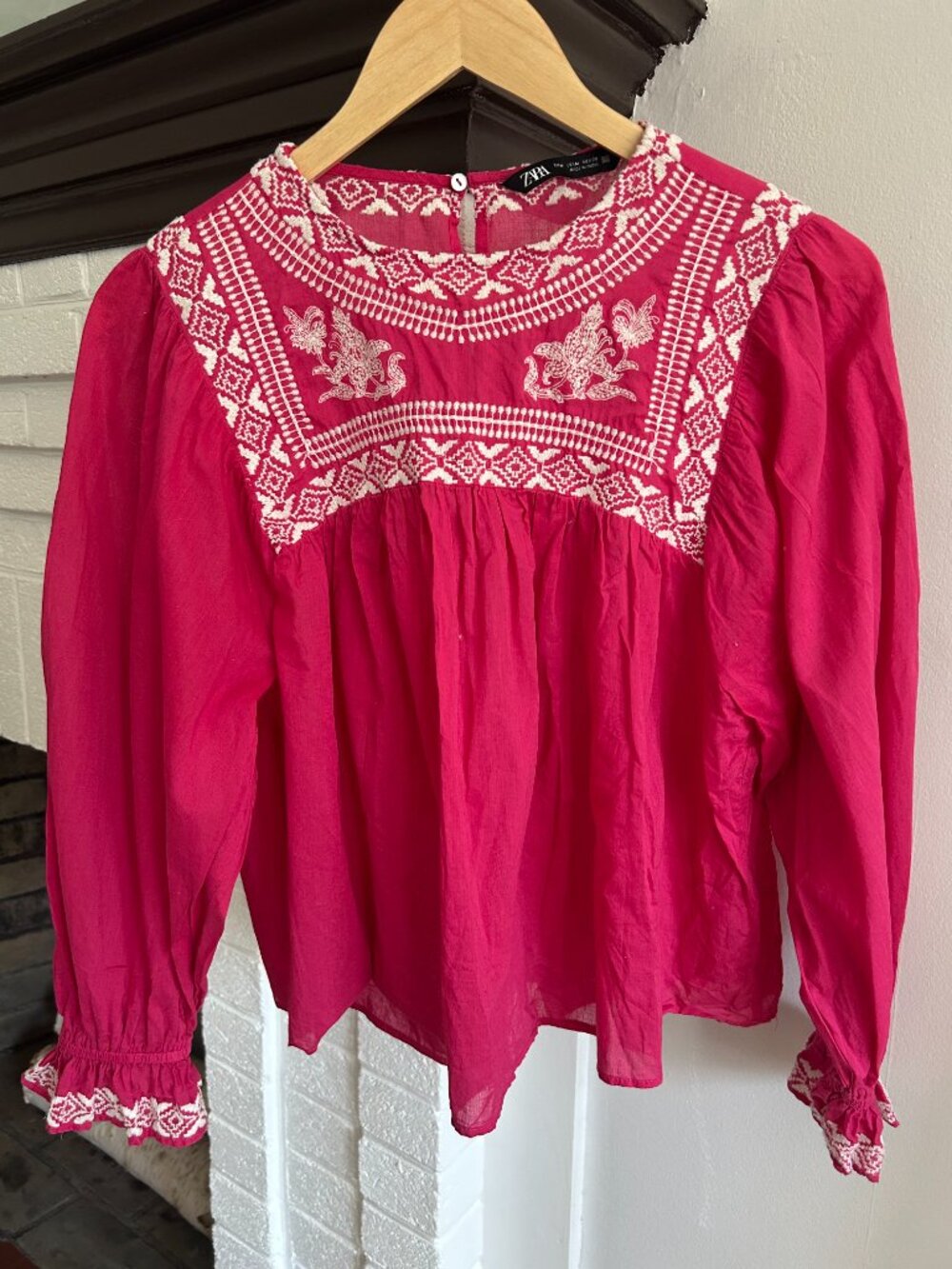 Zara Pink Boho Blouse Size M